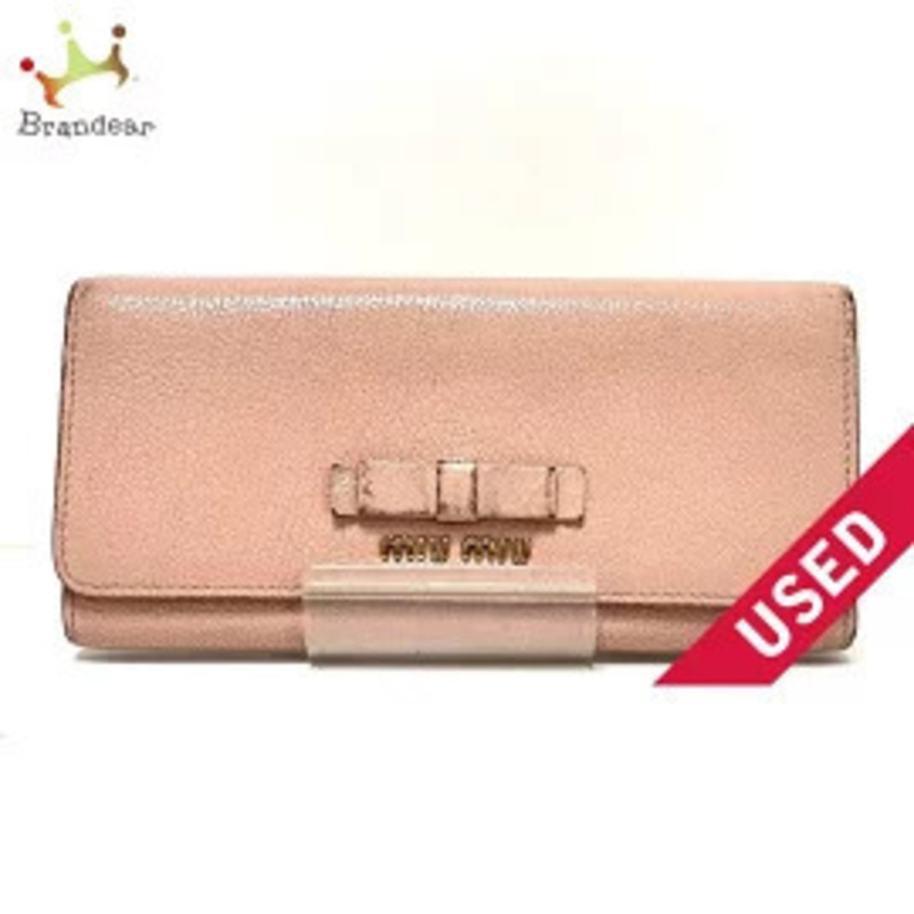 Miu Miu Long Wallet Pink Beige Cream Leather